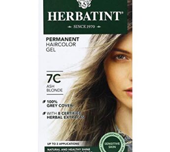 Herbatint Permanent Haircolor Gel, 7C Ash Blonde, Alcohol Free, Vegan, 100% Grey Coverage – 4.56 oz