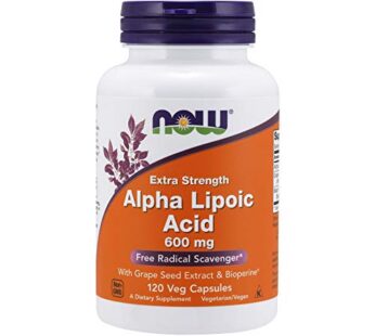 NOW Supplements, Alpha Lipoic Acid 600 mg with Grape Seed Extract & Bioperine?, Extra Strength, 120 Veg Capsules