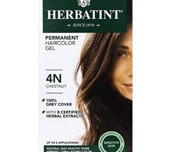 Herbatint Permanent Haircolor Gel, 4N Chestnut, Alcohol Free, Vegan, 100% Grey Coverage – 4.56 oz