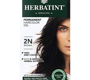 Herbatint Permanent Haircolor Gel, 2N Brown, Alcohol Free, Vegan, 100% Grey Coverage – 4.56 oz