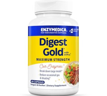 Enzymedica Digest Gold + ATPro, Maximum Strength Digestive Enzymes, Helps Digest Large Meals for Instant Bloating Relief, 45 Count