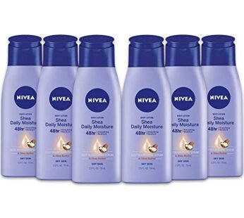 NIVEA Shea Nourish Body Lotion, Dry Skin Lotion with Shea Butter, Pack of 6, 2.5 Fl Oz Travel Size Toiletries