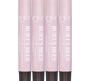 Burt’s Bees Shimmer Lip Tint Set, Tinted Lip Balm Stick, Moisturizing for All Day Hydration with Natural Origin Glowy Pigmented Finish & Buildable Color, Champagne (4-Pack)