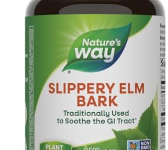 Nature’s Way Slippery Elm Bark, Traditional Support to Soothe the GI Tract*, Vegan, 100 Capsules (Packaging May Vary)
