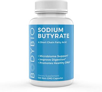 BodyBio Gut Health Supplement 100 Caps – Butyrate + Sodium | The Ultimate Postbiotic | No Bloating | No Gas | Great Poops | Supports Healthy Digestion | Leaky Gut Repair | No Additives
