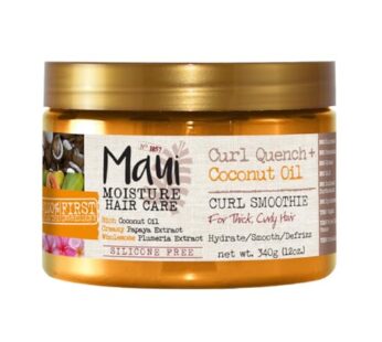 Maui Moisture Curl Quench + Coconut Oil Hydrating Curl Smoothie, Creamy Silicone-Free Styling Cream for Tight Curls, Braids, Twist-Outs & Wash & Go Styles, Vegan & Paraben-Free, 12 Ounce