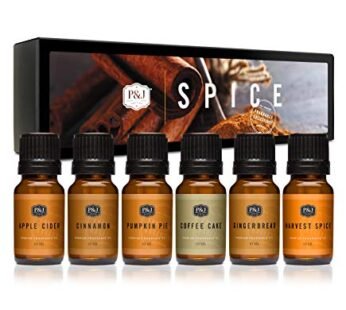 P&J Trading Spice Set of 6 Premium Grade Fragrance Oils – Cinnamon, Harvest Spice, Apple Cider, Coffee Cake, Gingerbread, Pumpkin Pie – 10ml