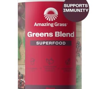 Amazing Grass Greens Superfood Powder: Greens Powder with Digestive Enzymes & Probiotics, Organic Spirulina, Chlorella, and Beet Root Powder, Berry, 60 Servings