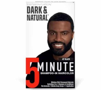 SoftSheen-Carson Dark & Natural Hair Color for Men 5 Minutes, Natural Looking Gray Coverage for Up To 6 Weeks, Shampoo-in Permanent Hair Dye, Jet Black, Ammonia Free, Jet Black