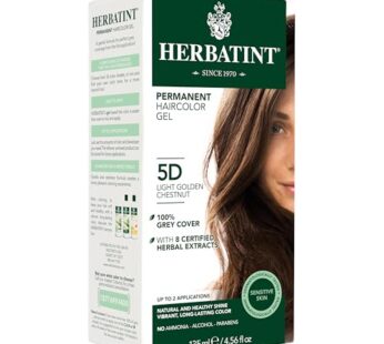 Herbatint Permanent Haircolor Gel, 5D Light Golden Chestnut, Alcohol Free, Vegan, 100% Grey Coverage – 4.56 oz