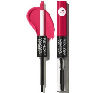 Revlon Liquid Lipstick with Clear Lip Gloss, ColorStay Face Makeup, Overtime Lipcolor, Dual Ended with Vitamin E in Red/ Coral, Unending Red (480), 0.07 Oz