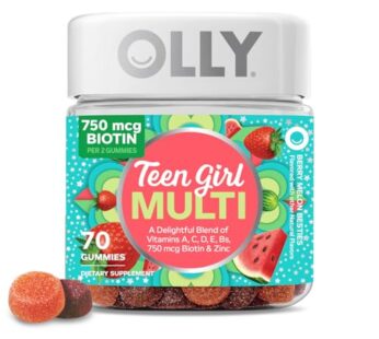 Olly Teen Girl Multi Gummy, Healthy Skin and Immune Support, 15 Essential Vitamins, Biotin, Zinc, Calcium, Chewable Multivitamin, Berry Melon, 35 Day Supply, 70 Count