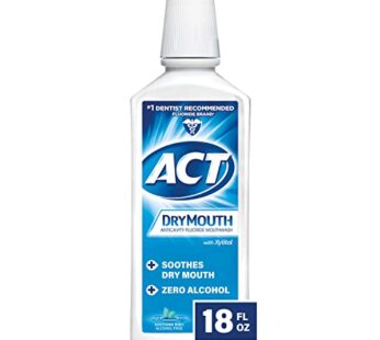 ACT Dry Mouth Anticavity Zero Alcohol Fluoride Mouthwash 18 fl. oz. Soothing Mint
