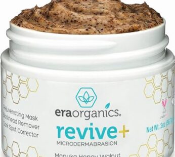 Era Organics Microdermabrasion Facial Scrub & Face Exfoliator – Spa Quality Exfoliating Mask with Manuka Honey Walnut Moisturizing Exfoliant for Dry Skin, Blackheads Wrinkles (2 oz)