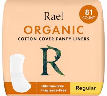 Rael Panty Liners for Women, Organic Cotton Cover – Regular Pantiliners, Light Absorbency, Unscented, Chlorine Free (Regular, 81 Count)