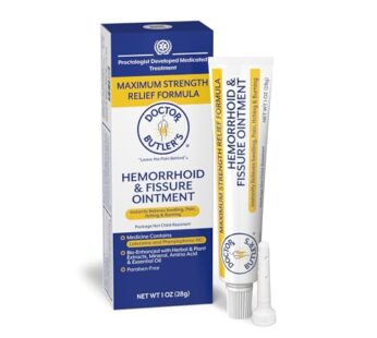 Doctor Butler?s Hemorrhoid & Fissure Ointment Cream with Lidocaine and Phenylephrine HCI for Fast Acting Relief of Pain, Swelling, Discomfort, and Itching (1 oz.)
