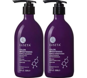Luseta Purple Shampoo and Conditioner Set for Blonde, Gray – Color Treated Hair – Sulfate Free Paraben Free – Infused with Cocos Nucifera Oil for Curly and Damaged Hair – 2×16.9oz