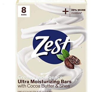 Zest Bar Soap – 8 Bars – Enriched With Cocoa Butter And Shea for Ultra Moisturizing Cleansing – Leaves Your Body Feeling Silky Smooth And Deeply Moisturized