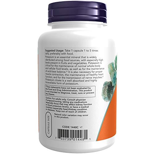 NOW Supplements, Potassium Citrate 99 mg, Supports Electrolyte Balance and Normal pH*, Essential Mineral, 180 veg Capsules - Image 3