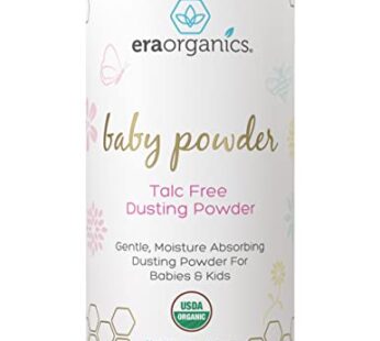 USDA Organic Baby Powder Talc-Free Dusting Powder – Soothing Organic Arrowroot, Calendula and Cornstarch Baby Powder for Newborn, Babies and Toddlers – Made in USA – 3oz/85g