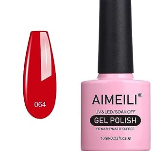 AIMEILI Soak Off U V LED Red Gel Nail Polish – Pillar Box Red (064) 10ml