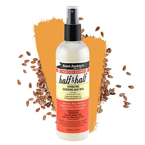 Aunt Jackie's Flaxseed Recipes Half & Half, Hydrating Silkening Hair Milk, For Daily Use, Enriched with Flaxseed, Coconet, Jojoba Oil, Shea Butter, Grapeseed and Ginseng, 12 Ounce Spray Bottle - Image 2