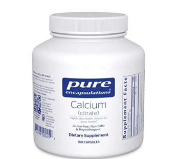 Pure Encapsulations Calcium (Citrate) – Supplement for Bone, Teeth, Colon, and Cardiovascular Health Support* – with Premium Calcium Citrate – 180 Capsules