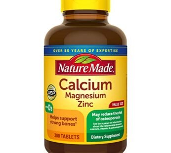Nature Made Calcium Magnesium Zinc with Vitamin D3, Dietary Supplement for Bone Support, 300 Tablets