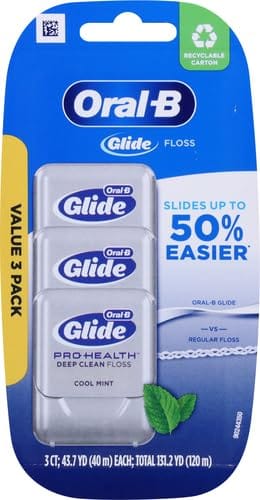 Oral-B Glide Pro-Health Dental Floss, Deep Clean Cool Mint Flavor, 40 M, 3 Count - Image 2
