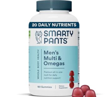 SmartyPants Multivitamin for Men, Gummies: Omega 3 Fish Oil (EPA/DHA), Methylfolate, CoQ10, Vitamin D3, C, Vitamin B12, B6, Vitamin A, K & Zinc for Immune Support, 180 Gummies (30 Day Supply)
