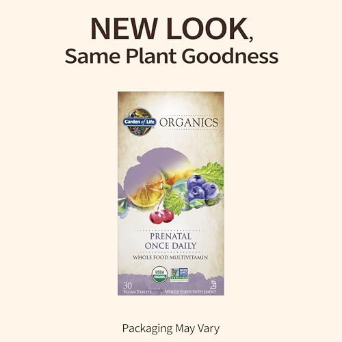 Garden of Life Organics Prenatal Vitamin: Folate for Energy & Healthy Fetal Development, Non-constipating Iron, Vitamin C, B6, B12, D3 ? Organic, Non-GMO, Gluten-Free, Vegan, 30 Day Supply - Image 2
