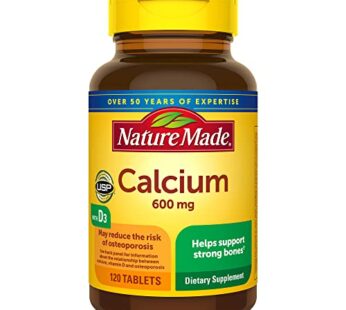 Nature Made Calcium 600 mg with Vitamin D3, Dietary Supplement for Bone Support, 120 Tablets (Pack of 3)