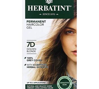 Herbatint Permanent Haircolor Gel, 7D Golden Blonde, Alcohol Free, Vegan, 100% Grey Coverage – 4.56 oz