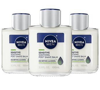 Nivea Men Sensitive Post Shave Balm with Vitamin E, Chamomile and Witch Hazel Extracts, 3 Pack of 3.3 Fl Oz Bottles