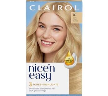 Clairol Nice’n Easy Permanent Hair Dye, 10 Extra Light Blonde Hair Color, Pack of 1