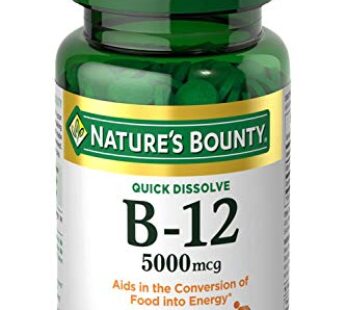 Nature’s Bounty Vitamin B12, Quick Dissolve Vitamin Supplement, Supports Energy Metabolism and Nervous System Health, 5000mcg, 40 Tablets