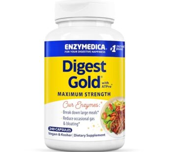 Enzymedica Digest Gold + ATPro, Maximum Strength, Fast-Acting, Helps Digest Large Meals, Prevents Bloating and Gas, 240 Count (FFP)