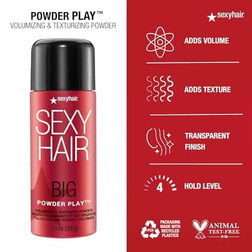 SexyHair Big Powder Play Volumizing & Texturizing Powder, 0.53 Oz | Colorless on Hair | Fragrance Free | Instant Lift - Image 5