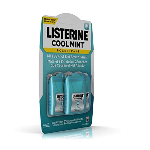 Listerine Cool Mint PocketPaks Portable Breath Strips for Bad Breath, Fresh Breath Strips to Kill 99% of Bad Breath Germs* On-The-Go, Cool Mint Flavor, 72 Count (Pack of 6) - Image 6
