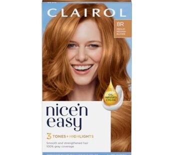 Clairol Nice’n Easy Permanent Hair Dye, 8R Medium Reddish Blonde Hair Color, Pack of 1