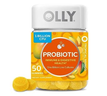 OLLY Probiotic Gummy, Immune and Digestive Support, 1 Billion CFUs, Chewable Probiotic Supplement, Mango, 25 Day Supply – 50 Count