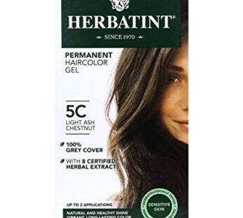 Herbatint Permanent Haircolor Gel, 5C Light Ash Chestnut, Alcohol Free, Vegan, 100% Grey Coverage – 4.56 oz