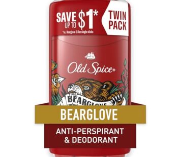 Old Spice Antiperspirant and Deodorant for men, 24/7 Sweat and Odor Protection, Bearglove Scent, Invisible Solid Stick, Twin Pack, 2 x 2.6oz