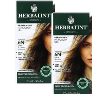 Herbatint Permanent Haircolor Gel, 6N Dark Blonde, Alcohol Free, Vegan, 100% Grey Coverage – 2 Pack
