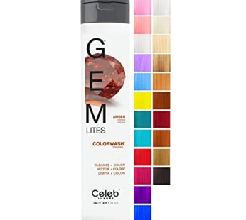 Celeb Luxury, Professional Semi-Permanent Hair Color Depositing Shampoo, Gem Lites Amber Colorwash, 8.25 Fl Oz (Pack of 1)