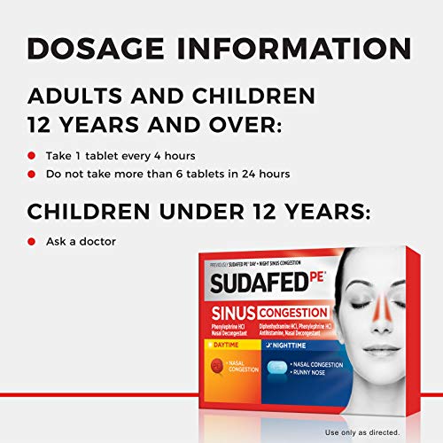 Sudafed PE Day and Night Sinus Pressure & Congestion Tablets, 20 Count - Image 4