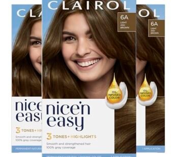 Clairol Nice’n Easy Permanent Hair Dye, 6A Light Ash Brown Hair Color, Pack of 3