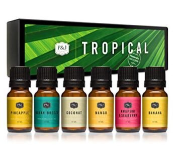 P&J Fragrance Oil Tropical Set | Banana, Coconut, Awapuhi and Seaberry, Pineapple, Mango, Ocean Breeze Candle Scents for Making, Freshie Scents, Soap Making Supplies, Diffuser