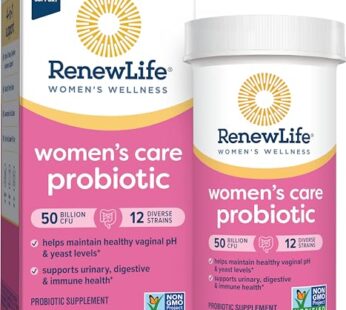 Renew Life Women’s Probiotic Capsules, 50 Billion CFU Guaranteed, Supports pH Balance, Vaginal, Urinary, Digestive and Immune Health(2), L. Rhamnosus GG, Dairy, Soy and Gluten-Free, 30 Count