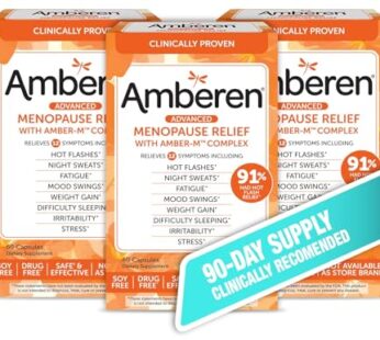 Amberen: Safe Multi-Symptom Menopause Relief. Clinically Shown to Relieve 12 Menopause Symptoms: Hot Flashes, Night Sweats, Mood Swings, Low Energy and More, 3 Month Supply
